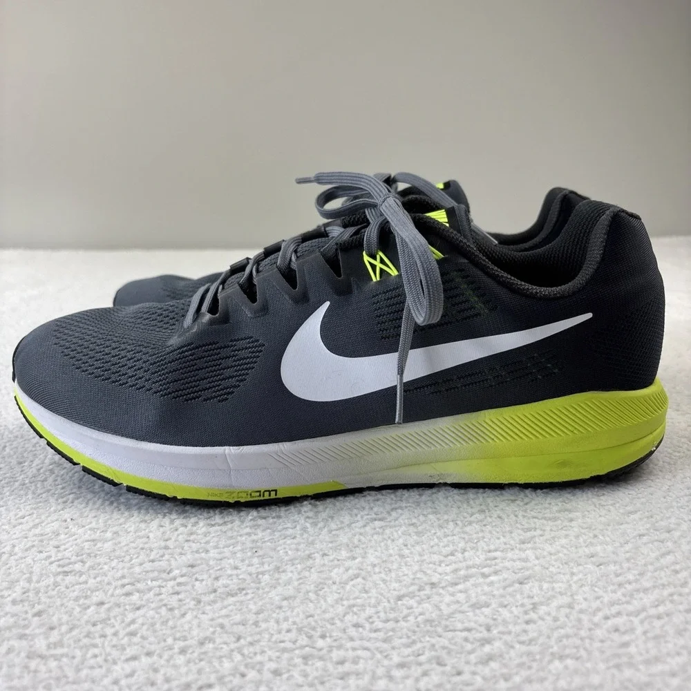 NIKE 'Zoom Structure 21' Mens Running Shoes Size 13 Gray/Volt Athletic Sneakers